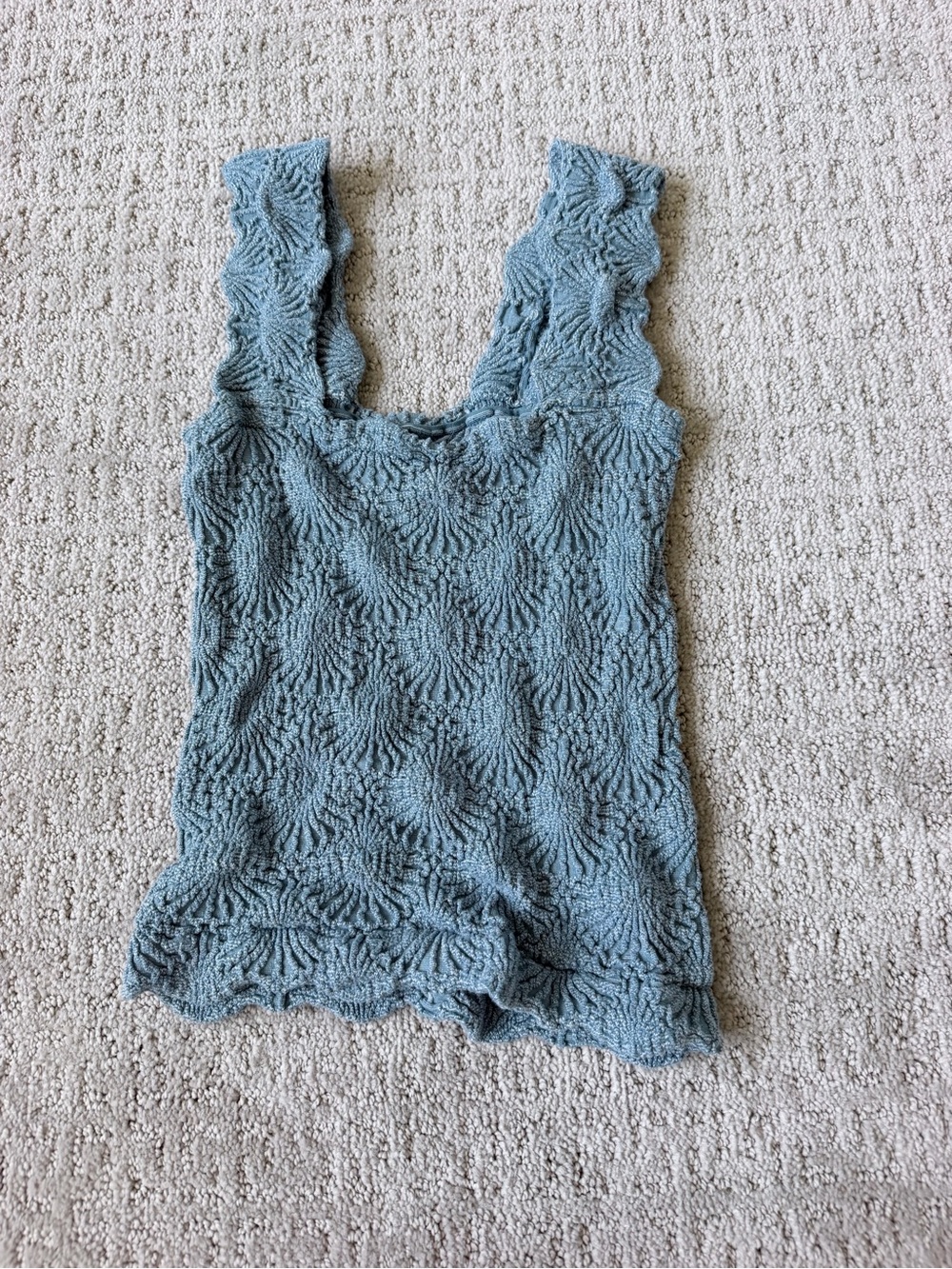 Free People Blue Textured Knit Tank